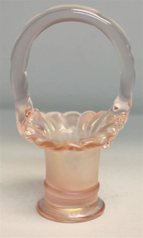 Fenton Miniature Basket 37 Velva Rose Pink Iridescent Stretch Ebay