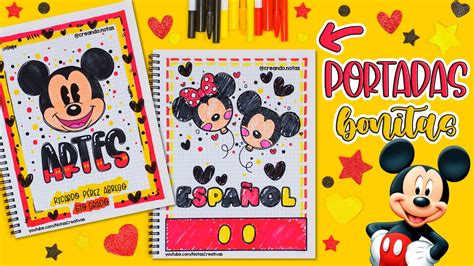 Cómo hacer PORTADAS BONITAS de MICKEY MOUSE para tus materias