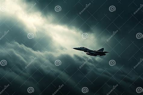 A Powerful Fighter Jet Cuts Through The Clouds As It Speeds Through The