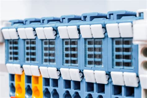 Close Up Wiring Connectors Terminal Blocks Stock Image Image Of