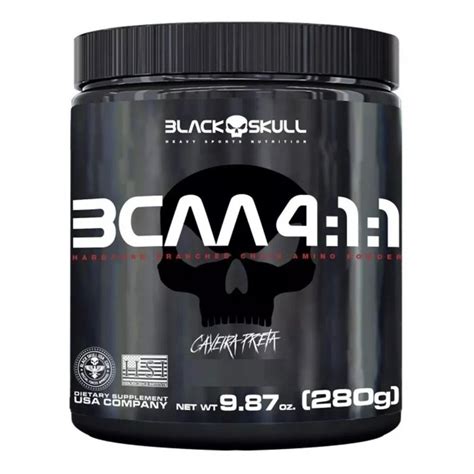 BCAA em pó 4 1 1 280g Black Skull Caveira Preta Aminoacidos