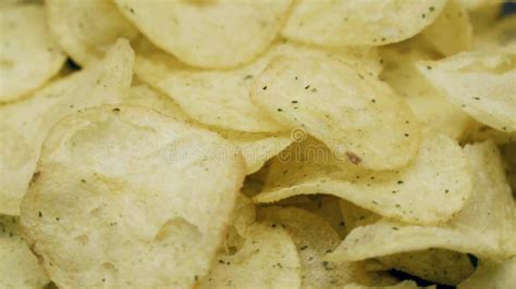 Potato Chips On A Rotating Surface Close Up Stock Video Video Of