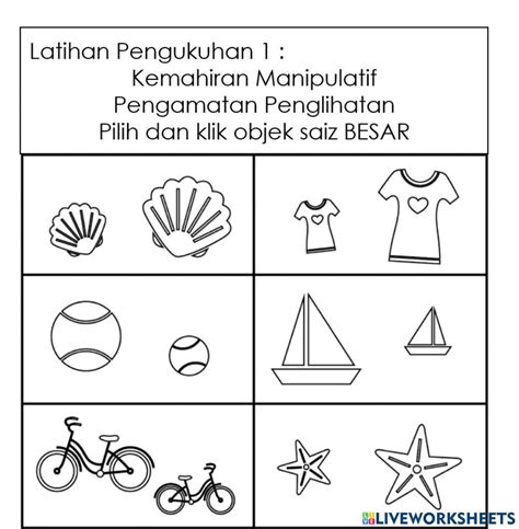 Kemahiran Manipulatif Latihan 1 Pengamatan Penglihatan Worksheet Live Worksheets