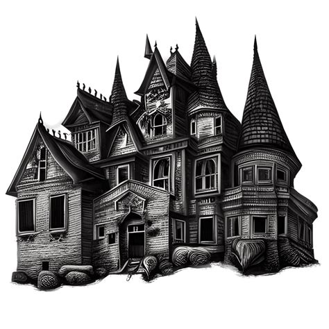 Tall Spooky Haunted House With Gargoyles Creative Fabrica