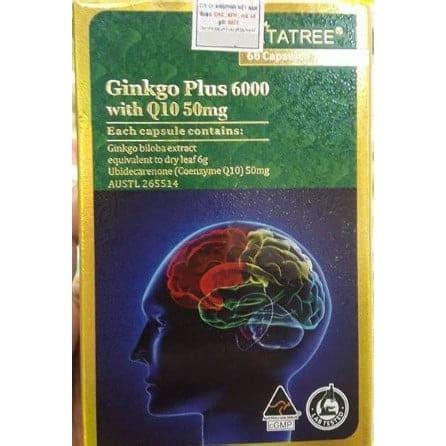 Viên Uống Bổ Não Vitatree Ginkgo Plus 6000 with Q10 50mg 60 Viên