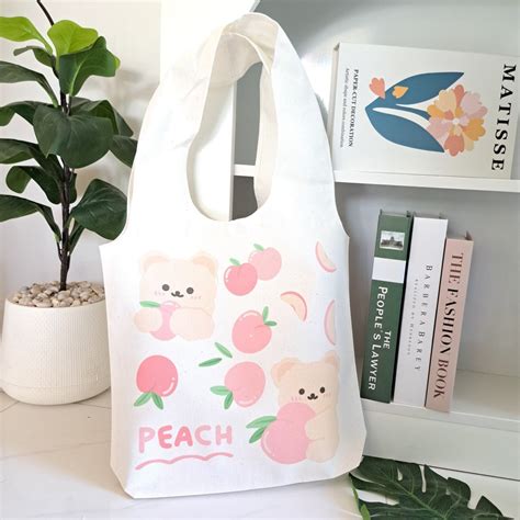 ถุงผ้ามินิมอลน่ารักๆ ใบใหญ่ สกรีนลาย ใส่ของได้เยอะ | Shopee Thailand