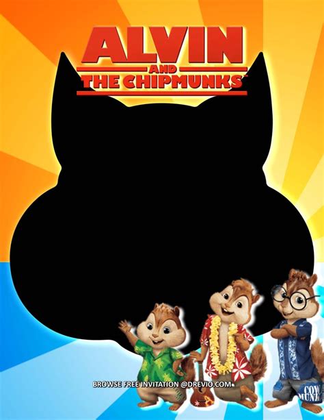 FREE Invitations Alvin And The Chipmunks Birthday Invitations Party