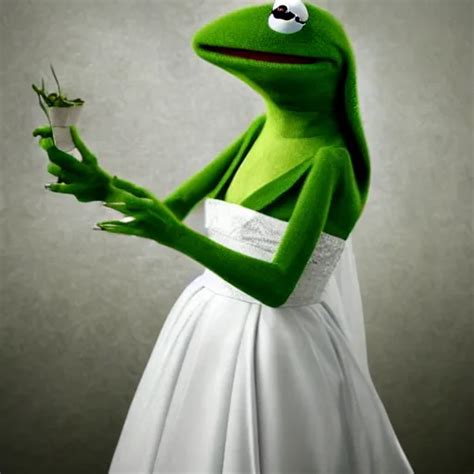 Kermit The Frog In A Wedding Dress Cg Animation Riot Stable Diffusion