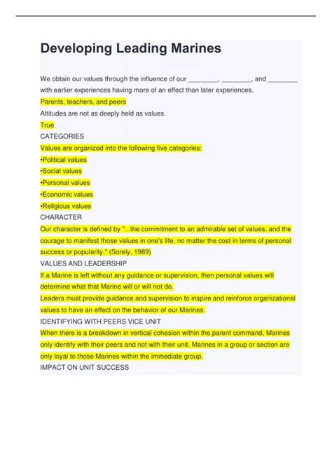 Developing Leading Marines 100% Correct Questions and Answers