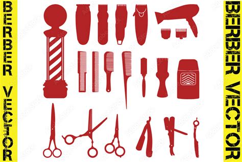 Vintage Barber Elements Set Vector Monochrome Collection Barbershop