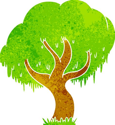 Hand Drawn Retro Cartoon Doodle Of A Green Tree 43397177 Png