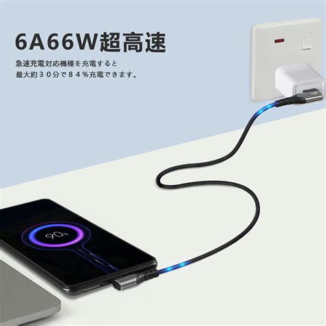 楽天市場RoiCiel L字型コネクター USB A to USB C ケーブル最大66W出力対応11V 6A 急速充電 USB