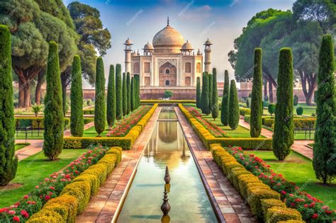 traditional mughal palace  india arch garden peacock mughal taj mahal