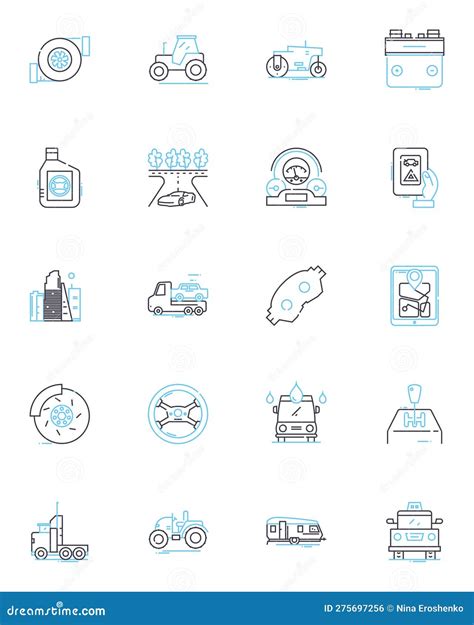 Vehicle Compnts Linear Icons Set Engine Transmission Suspension