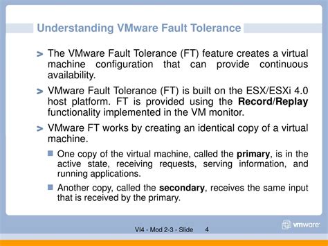 PPT VMware VCenter Server Fault Tolerance PowerPoint Presentation