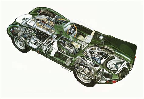 Jaguar D Type Cutaway Drawing In High Quality