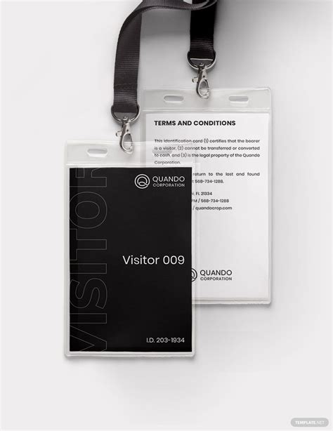 Visitor Guest Id Card Format Template In Psd Word Pages Publisher