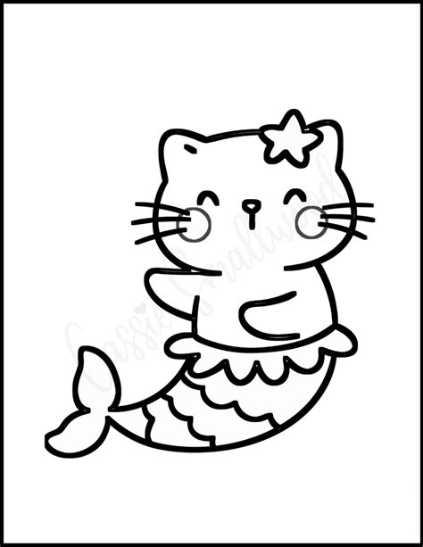 Ilustra O Vetorial Do Gatinho Sereia Para Colorir Vetor No