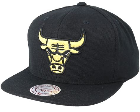 Chicago Bulls Black And Gold Metallic Black Snapback Mitchell And Ness