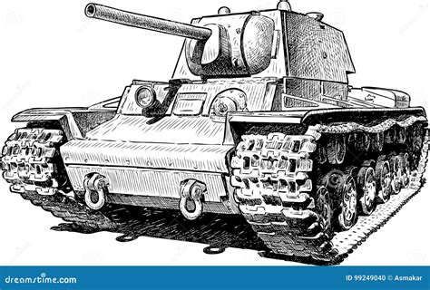 Bosquejo De Un Tanque De Batalla Viejo Ilustración del Vector