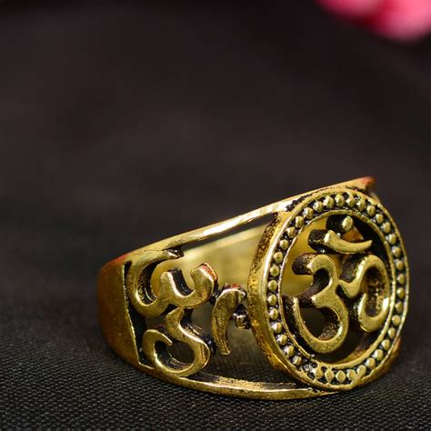 Solid Gold Om Ring Handmade Ring Brass Ring Buddhist Ring