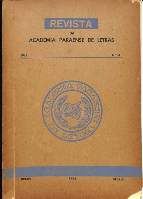 Revista Da Academia Paraense De Letras Agosto Obras Raras Acervo