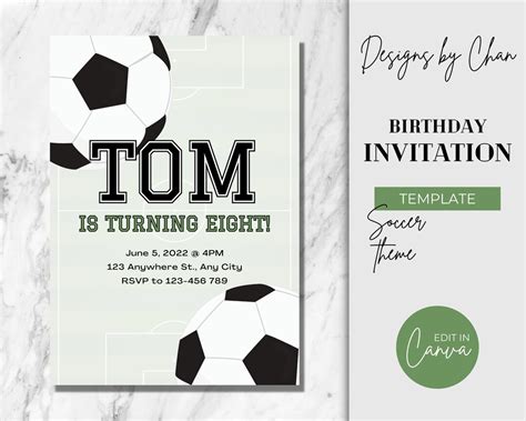 Editable Soccer Party Invitation Template Digital and Printable Sports ...