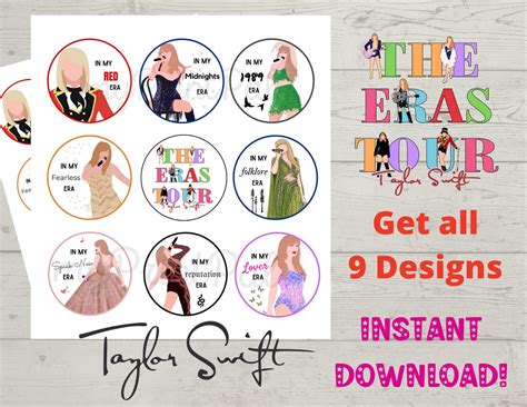 Taylor Swift Eras Cupcake Toppers Printable Cake Toppers Taylor