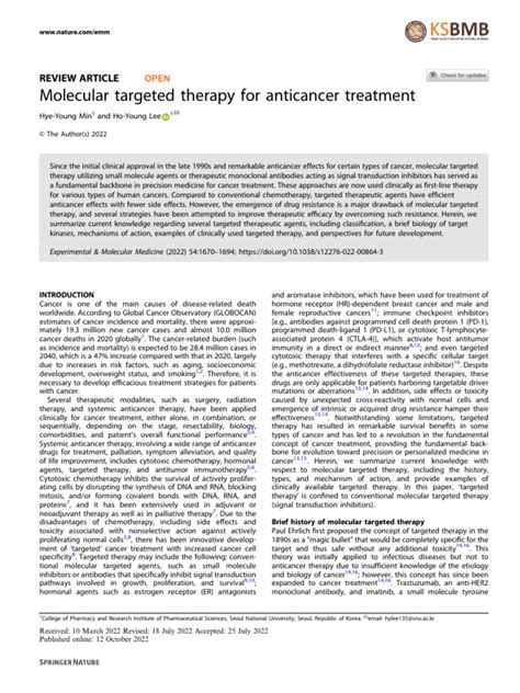 Molecular Targeted Therapy For Anticancer Treatment | Download Free PDF ...