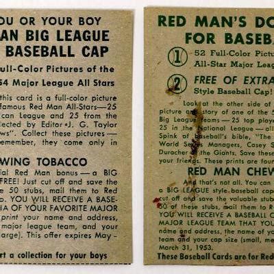 Red Man Tobacco Baseball Cards Jim Delsing Richie Ashburn