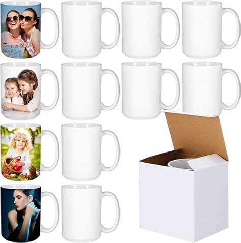 Sublimation Mugs 15 Oz Set Of 12 Bulk White Ceramic Coffee Mug Tazas Para Sublimacion