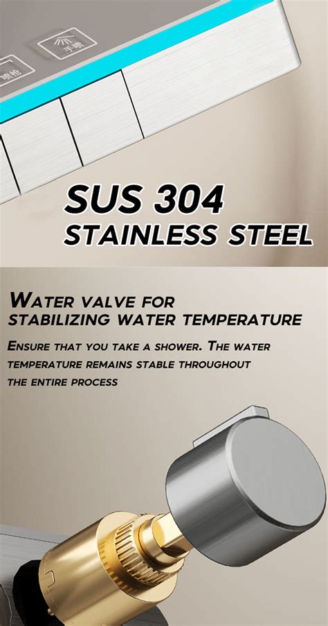 Stainless Steel Shower Set Square Piano Key Design Hot And Cold Shower
