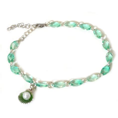 Sea Shell Charm Light Green Beach Jewelry Anklet - Megan Petersen Jewelry