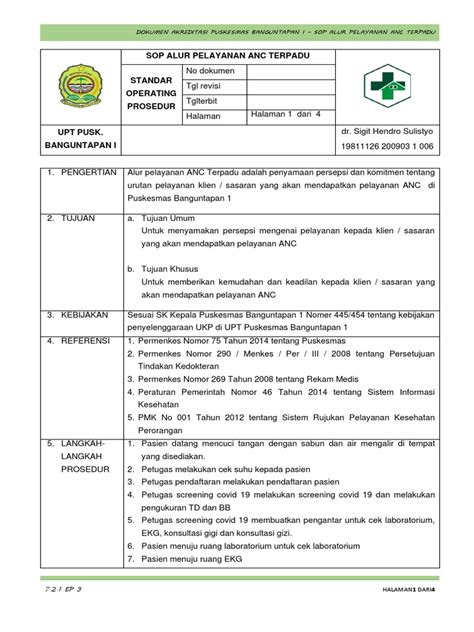 Sop Alur Pelayanan Anc Terpadu Pdf