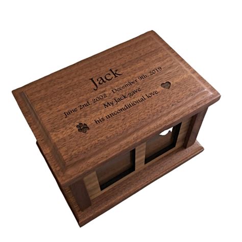 Walnut Pet Urn With Dual Photo Slot Large Size Mad Tree Woodcrafts®