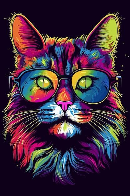 Ilustra O Vetorial De Gato Colorido Vetor Premium