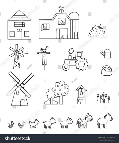 Farm Doodle Vector Illustration Set Stock Vector (Royalty Free ...