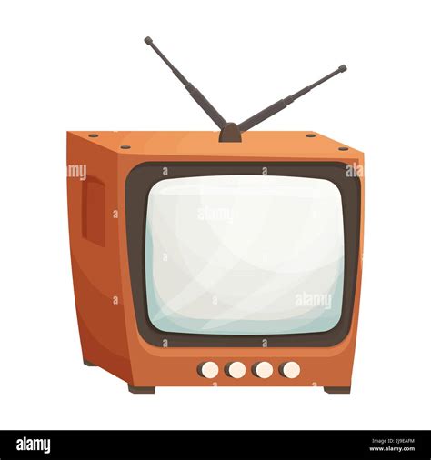 Retro tv box with antenna in cartoon style isolated on white background ...