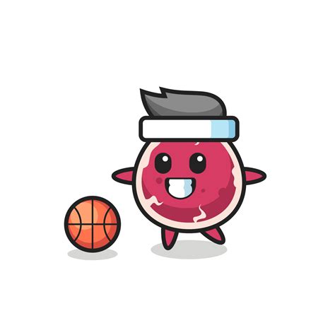 Illustration of beef cartoon is playing basketball 3476368 Vector Art ...