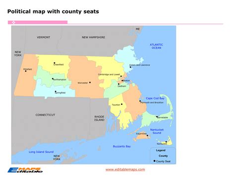 Massachusetts county map - Editable PowerPoint Maps