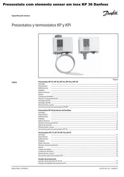 Presostatos Y Termostatos Kp Y Kpi