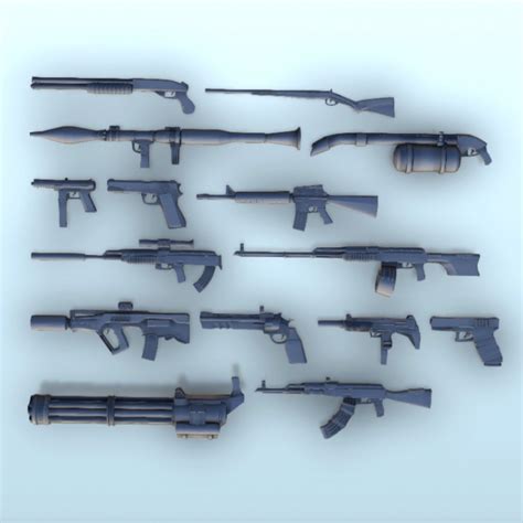 Download Set of Modern weapons (4) - Modern AK-47 CTAR M16 RPG UZI ...