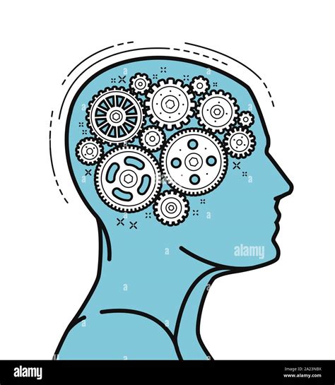 Brain And Head Mechanical Gears In Progress Vector Illustration Stock