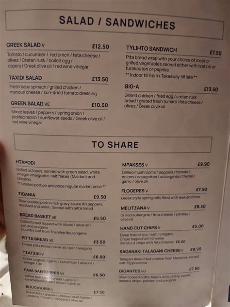 Menu At Mitsos Serial Griller Restaurant Edinburgh