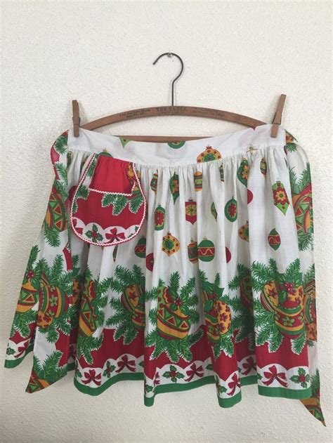 Vintage Holiday Apron 1950s Christmas Apron Holiday Hostess Etsy