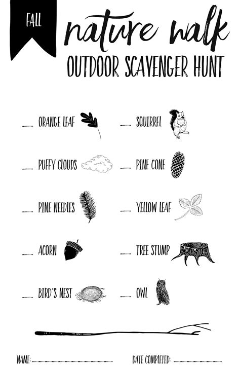 Nature Walk Fall Scavenger Hunt Instant Download Etsy