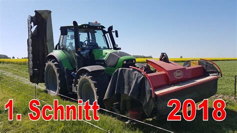 1 Schnitt 2018 Mähen CabView Agrotron 6160 Vicon Mähwerke YouTube