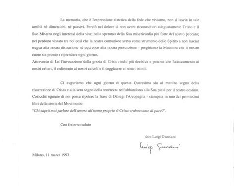 Lettera di don Luigi Giussani ai membri della Fraternità 11 marzo 1993