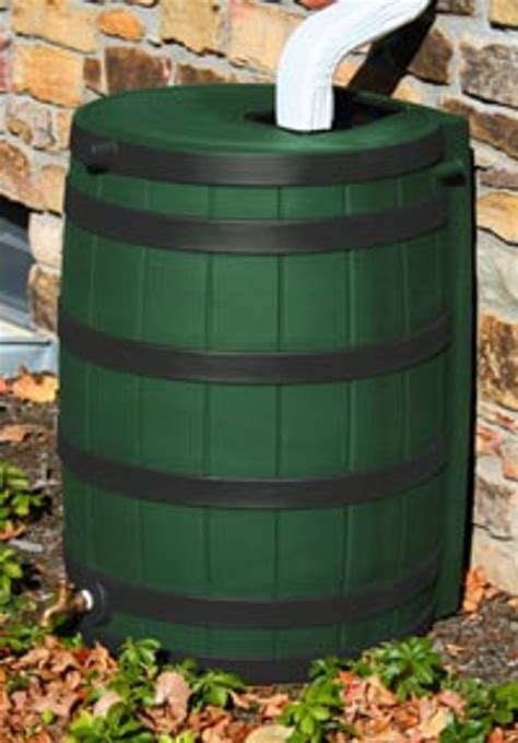 50 Gallon Flat Back - Rain Barrel - Good Ideas - GREEN w/ Black Ribs