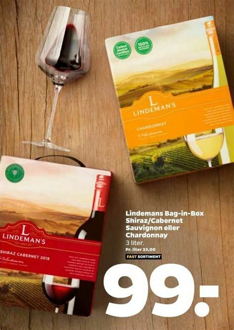 Lindemans Bag In Box Shirazcabernet Sauvignon Eller Chardonnay Tilbud